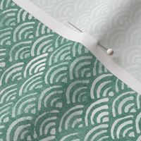 Japanese Ocean Waves in Jade Green (large scale) | Block print pattern, Japanese waves Seigaiha pattern in sea foam green.