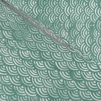 Japanese Ocean Waves in Jade Green (xl scale) | Block print pattern, Japanese waves Seigaiha pattern in sea foam green.