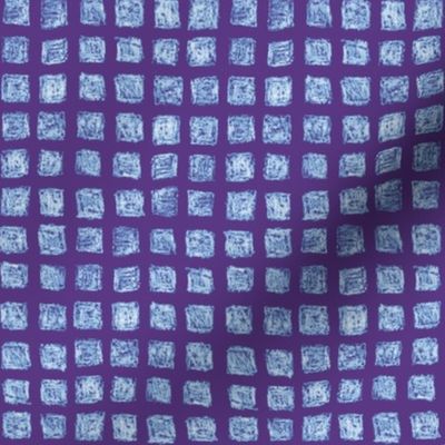 batik square grid - light blue on purple