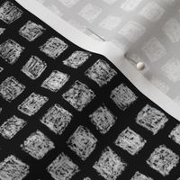 batik square grid - white on black