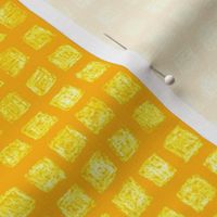 batik squares - white and yellow on saffron gold