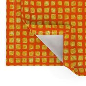 batik square grid - yellow on solar orange