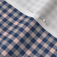 double gingham - navy, grey and pink, 1/4" squares 