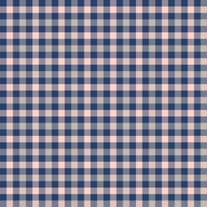 double gingham - navy, grey and pink, 1/4" squares 