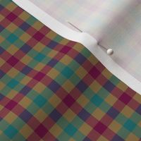 double moroccan gingham - teal, tan,  red-violet, 1/4" squares 