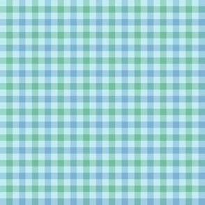double gingham - light blue and green, 1/4" squares 
