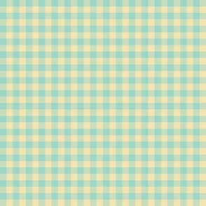 aqua and pale gold gingham, 1/4" squares 