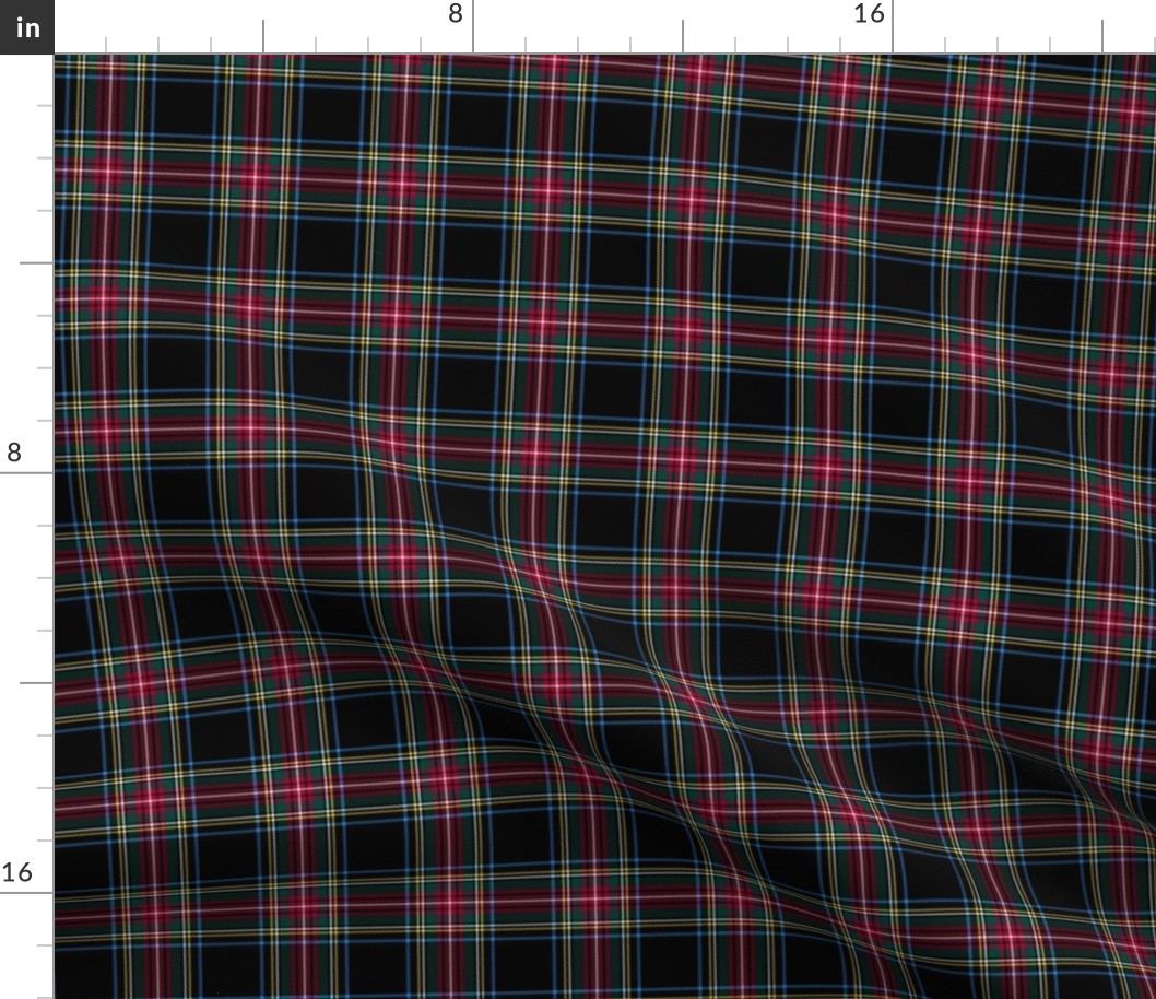 Stewart black tartan, thinner blue lines, 2.5" muted