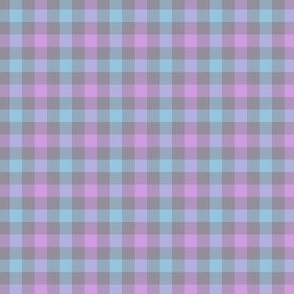 double gingham - grey, lavender, and light blue, 1/4" squares 