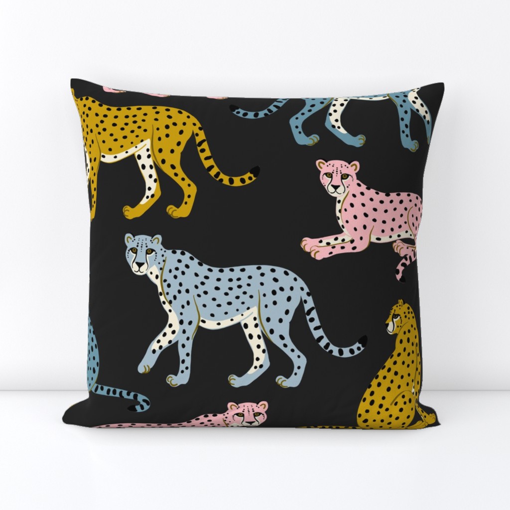 Pastel Cheetahs on Black - Large by Heather Anderson