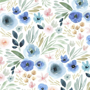 BLUE BLOOMS in Pastel colors
