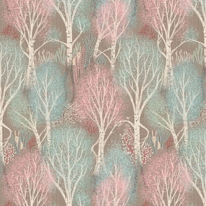 whimsy forest with dancing trees wallpaper- light - medium scale