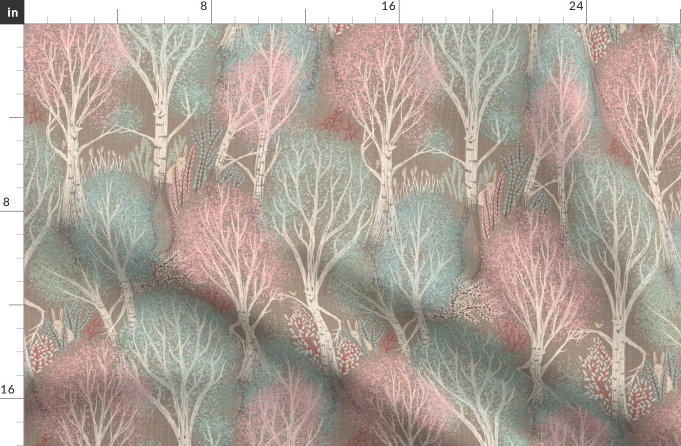 whimsy forest with dancing trees wallpaper- light - medium scale