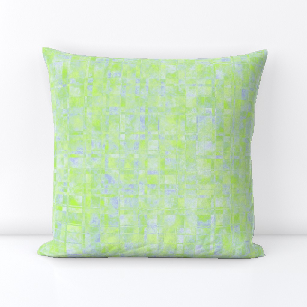 MPYX8- Mod Fractured  Marble Plaid in Lime Green and Blue PastelsPastel Blue and Lime Green