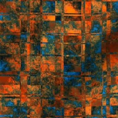 MPYX9 -Scattered Contemporary Plaid  in Orange - Green - Blue