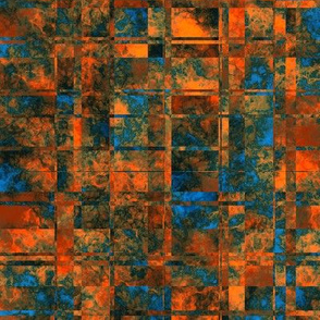 MPYX9 -Scattered Contemporary Plaid  in Orange - Green - Blue