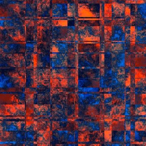 MPYX10 - Mod Fractured Marble Plaid in Orange and Blue