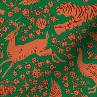 Persian Animals - Orange Emerald Green