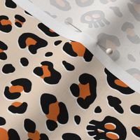 ★ SKULLS x LEOPARD ★ Halloween Pumpkin Orange and Ecru - Large Scale / Collection : Leopard Spots variations – Punk Rock Animal Prints 3