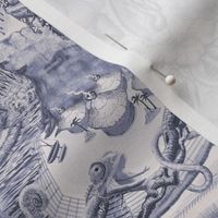 ★ TIKI ISLAND TOILE ★ Navy Blue, Small Scale / Collection : Hawaiian Toile – Vintage Summer Prints