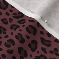 ★ SKULLS x LEOPARD ★ Dark Burgundy - Small Scale / Collection : Leopard Spots variations – Punk Rock Animal Prints 3