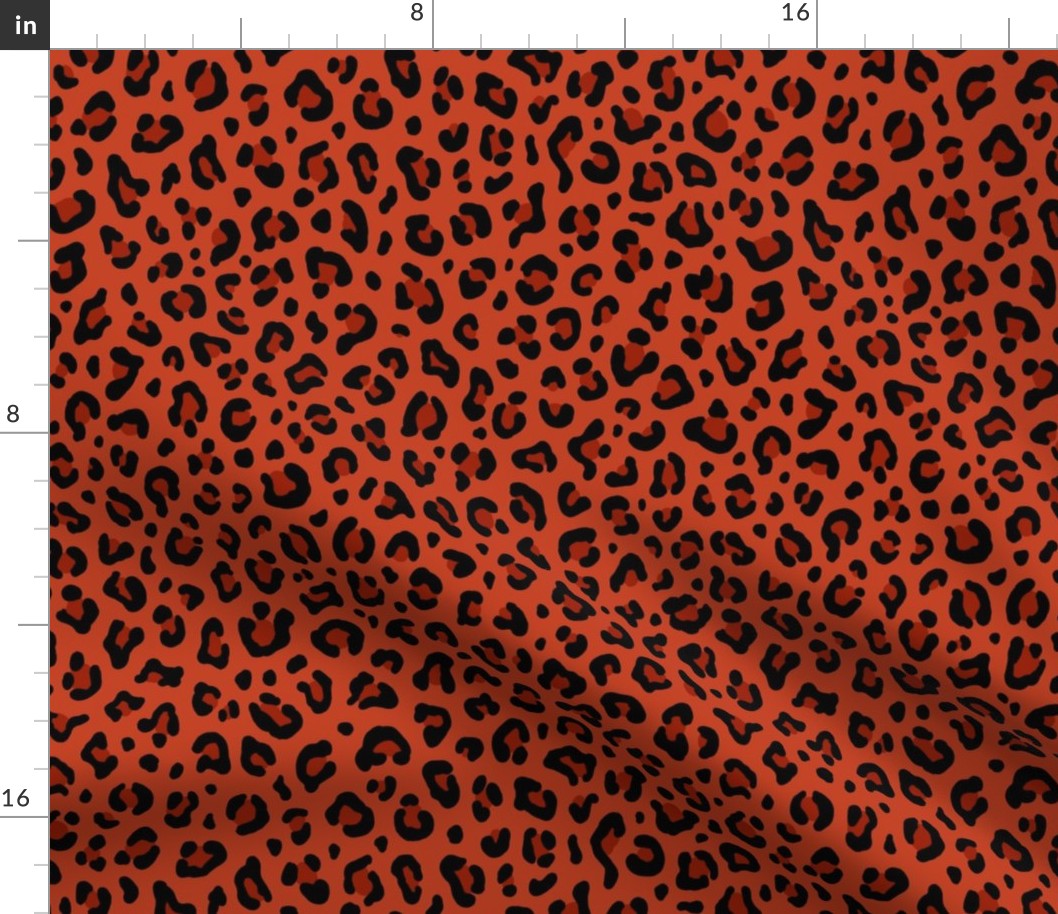 ★ LEOPARD PRINT in HALLOWEEN PUMPKIN RED ★ Medium Scale / Collection : Leopard spots – Punk Rock Animal Print