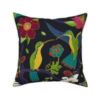 Hummingbirds and Passion flowers - cloisonne - Jumbo