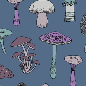 Midnight Mushrooms - grey - Large