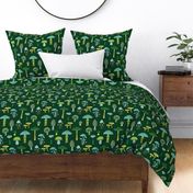 Midnight Mushrooms - green - Large