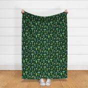 Midnight Mushrooms - green - Large