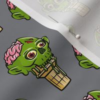 Zombie Ice Cream Cones - Halloween - brains - zombie green on grey - LAD20