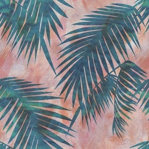 Hampton Palms green pink Large