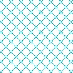 Diagonals Daisies - Turquoise on White