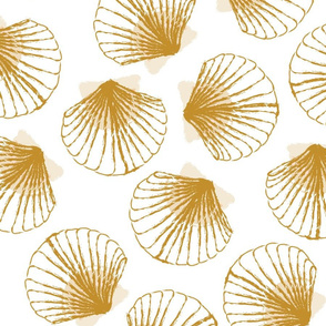 LARGE Shells - white and Mustard