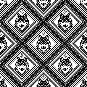 Wild Black Wolf - Slavic Ethno Transforming Geometric Pattern - WildLife 2 Middle