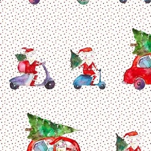Santas on the road - watercolor christmas xmas p303
