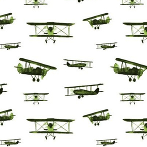 Khaki retro air planes - watercolor airplanes 