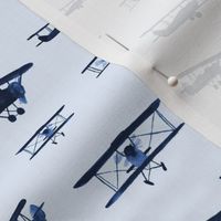 Blue retro air planes - watercolor airplanes for baby boy