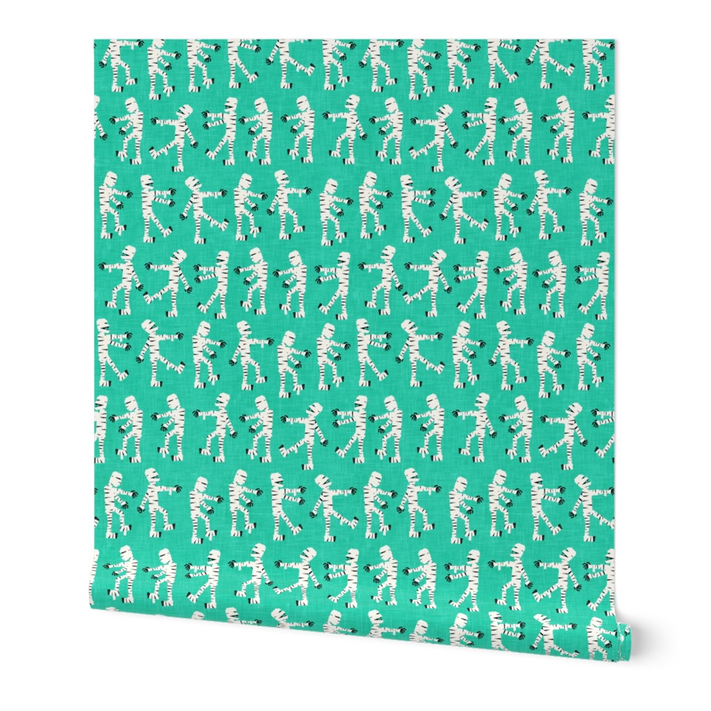 mummies walking - Mummy halloween -  teal - LAD20