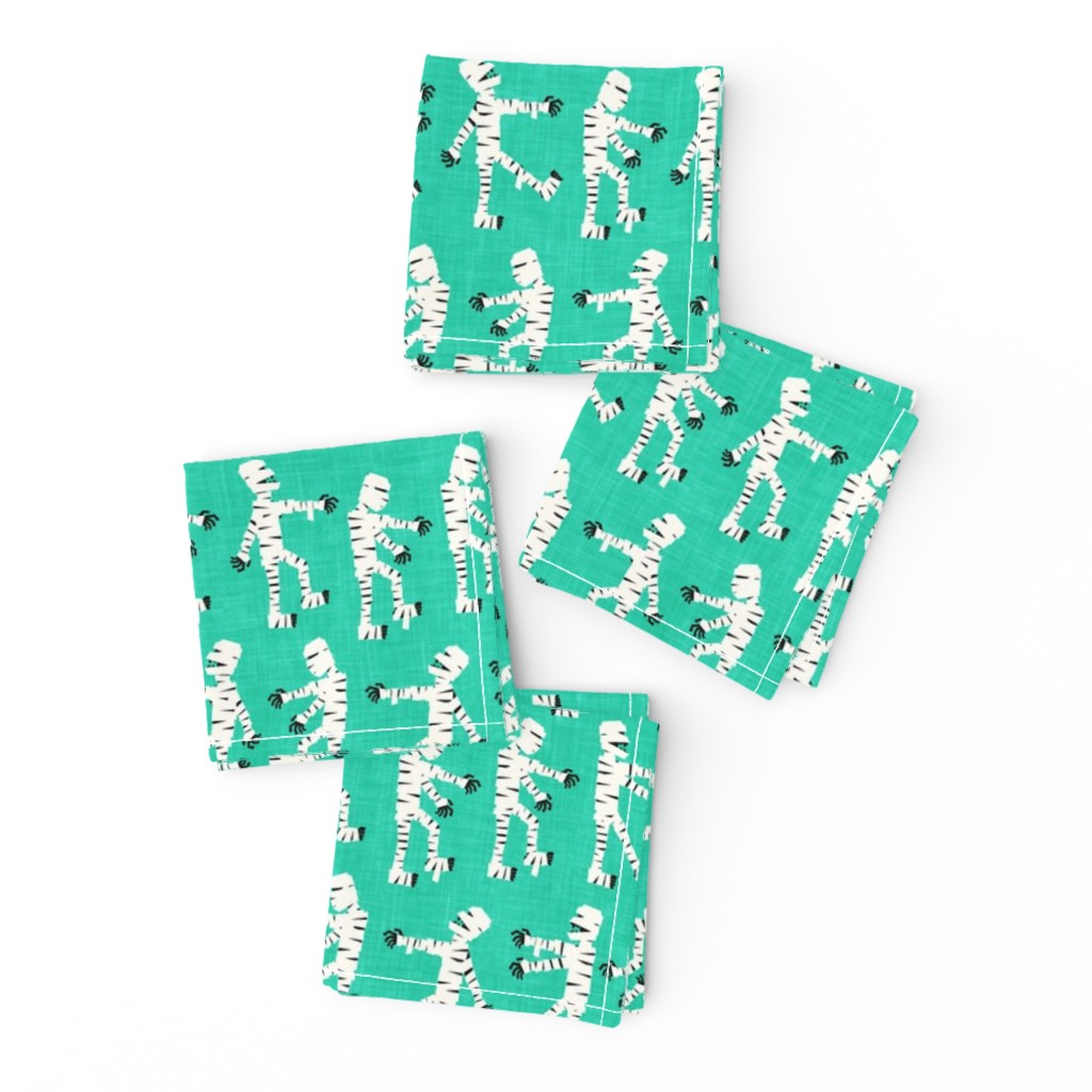 mummies walking - Mummy halloween -  teal - LAD20