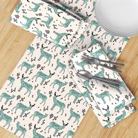 Geometric Deer - Pale Turquoise/Black/Champagne