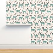 Geometric Deer - Pale Turquoise/Black/Champagne