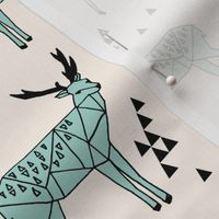 Geometric Deer - Pale Turquoise/Black/Champagne