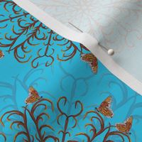 Small -  Antler Inspired Mandalas and Monarch Butterflies -  Layered on Pastel Blue