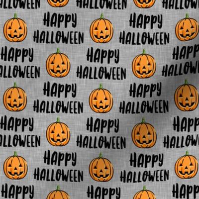 Happy Halloween - Jack - o - lantern - pumpkin on light grey - LAD20