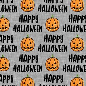 Happy Halloween - Jack - o - lantern - pumpkin on light grey - LAD20