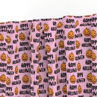 Happy Halloween - Jack - o - lantern - pumpkin on pink - LAD20