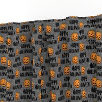 Happy Halloween - Jack - o - lantern - pumpkin on grey - LAD20