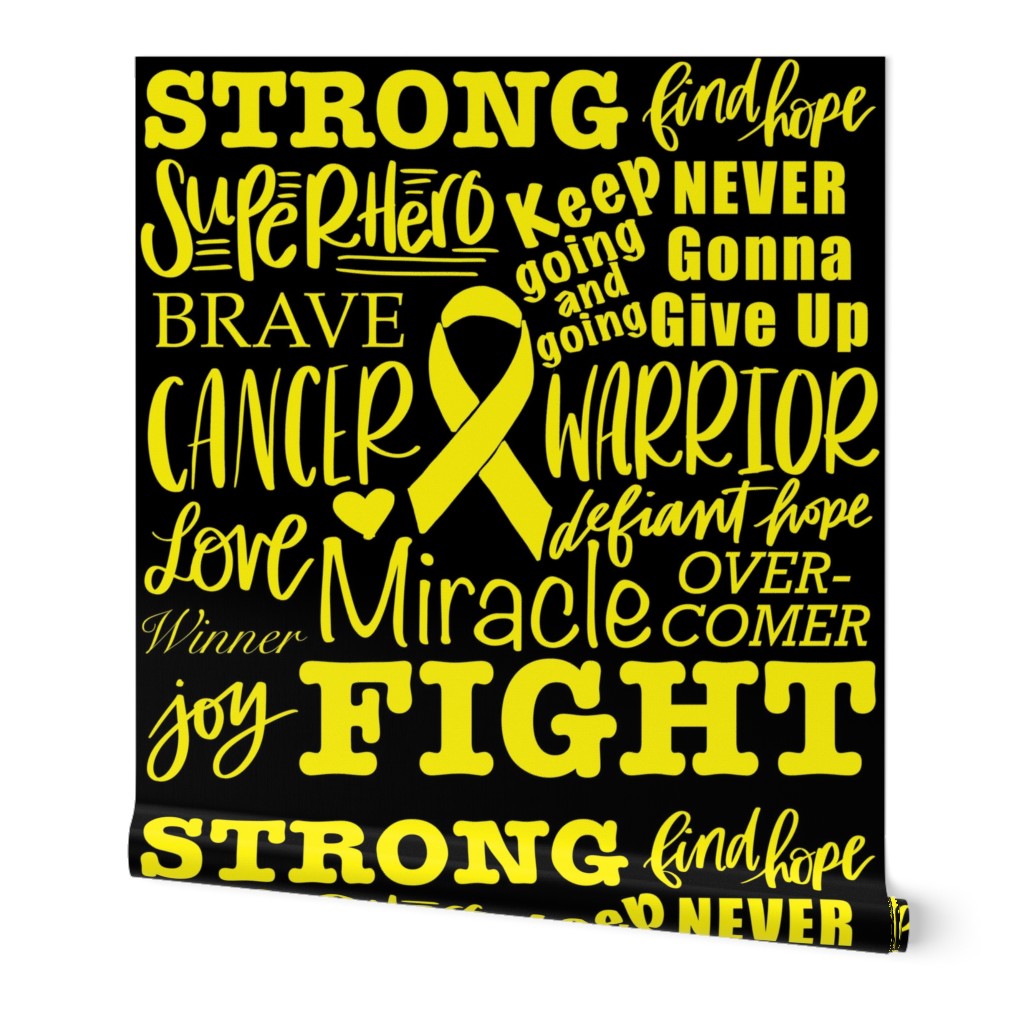 cancer warrior - yellow on black 