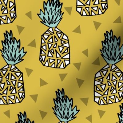 pineapple // geo geometric hand-drawn sweet golden yellow tropical hawaii exotic fruit fruits sweet summer